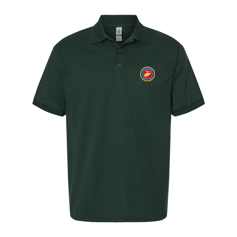 Men's  USMC Emblem Dry Blend Jersey Polo