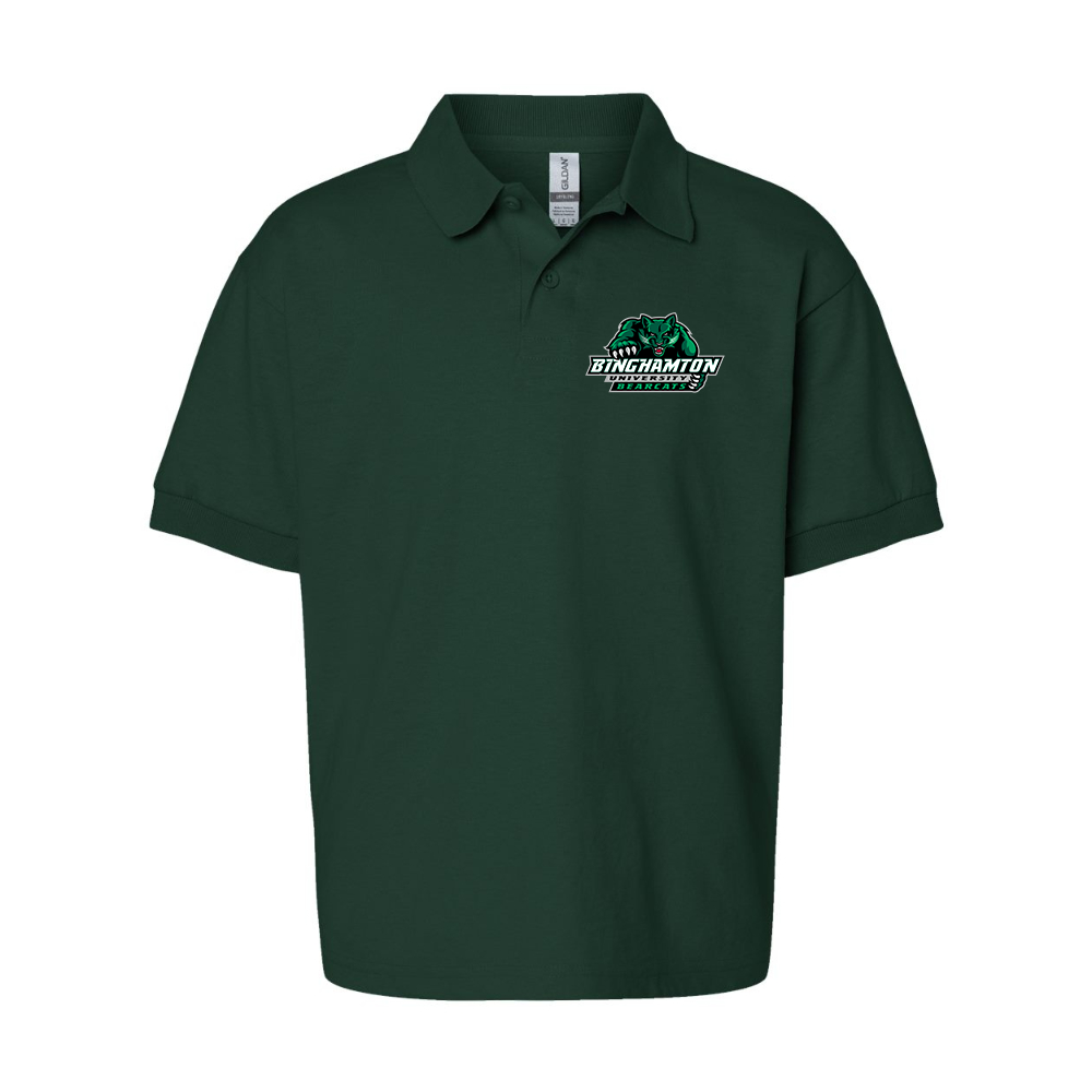 Youth Binghamton Bearcats  Gildan Dry Blend Jersey Polo