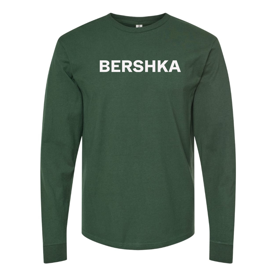 Men's Bershka Logo Cotton Long Sleeve T-Shirt