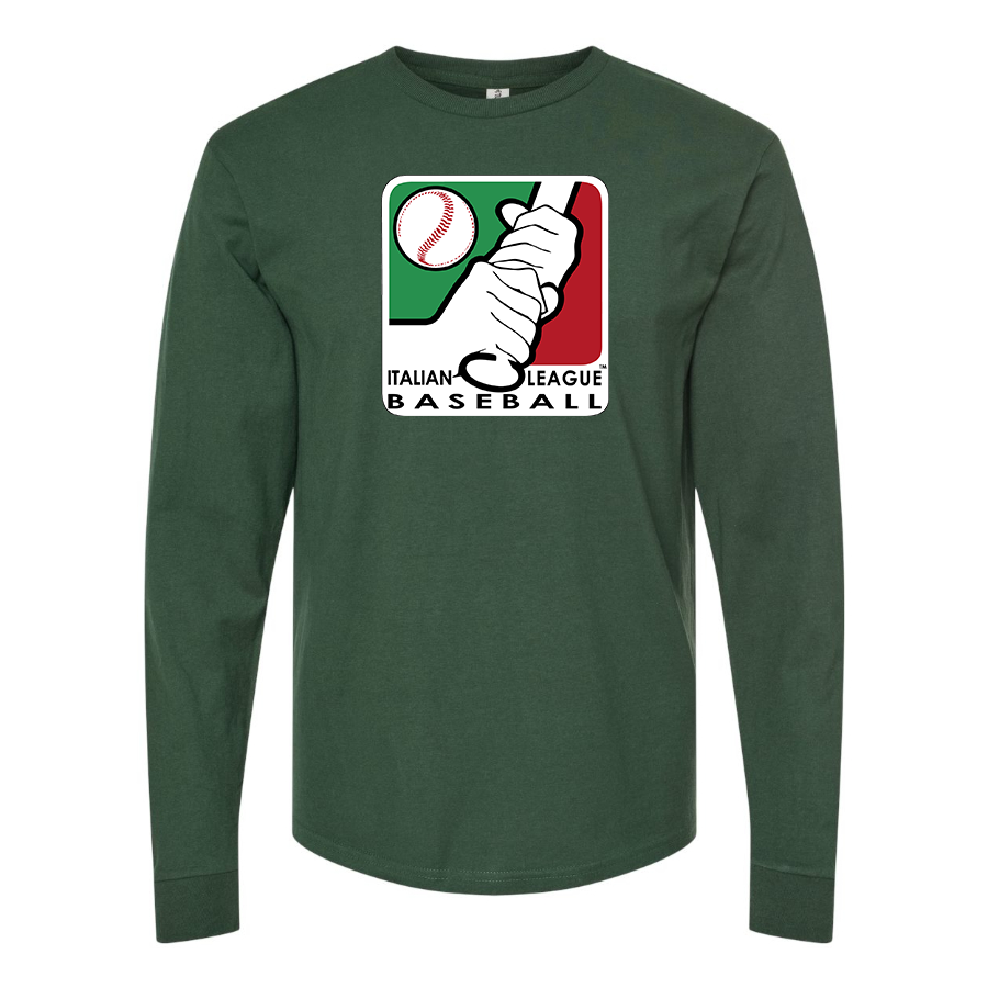 Men's Italian Baseball League Logo Cotton Long Sleeve T-Shirt