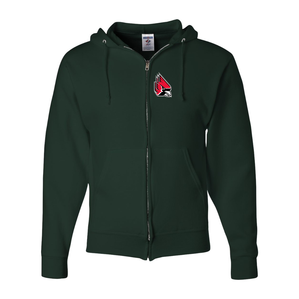 Men's  Ball State Cardinals JERZEES NuBlend Full-Zip Hooded Sweatshirt