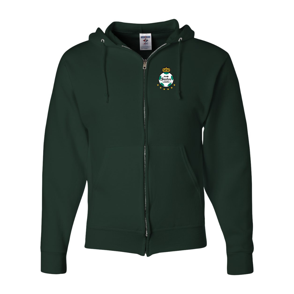 Men's Santos Laguna Soccer JERZEES NuBlend Full-Zip Hooded Sweatshirt