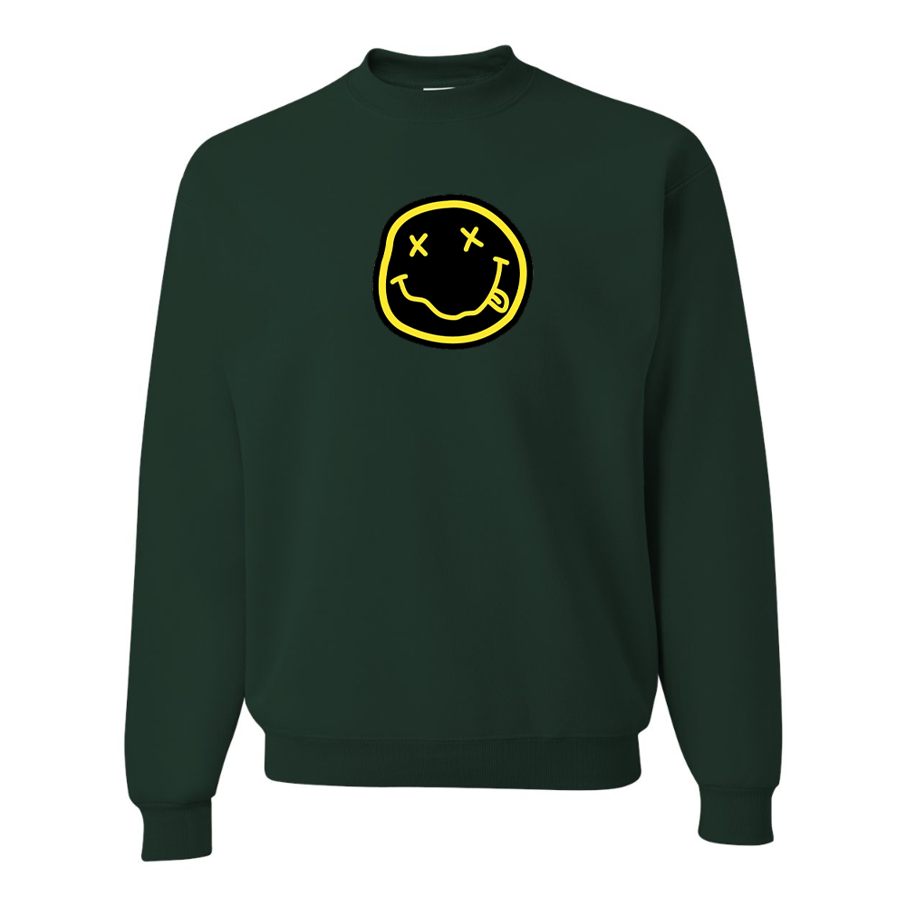 Men's Nirvana Yellow and Black Face JERZEES NuBlend Crewneck Sweatshirt