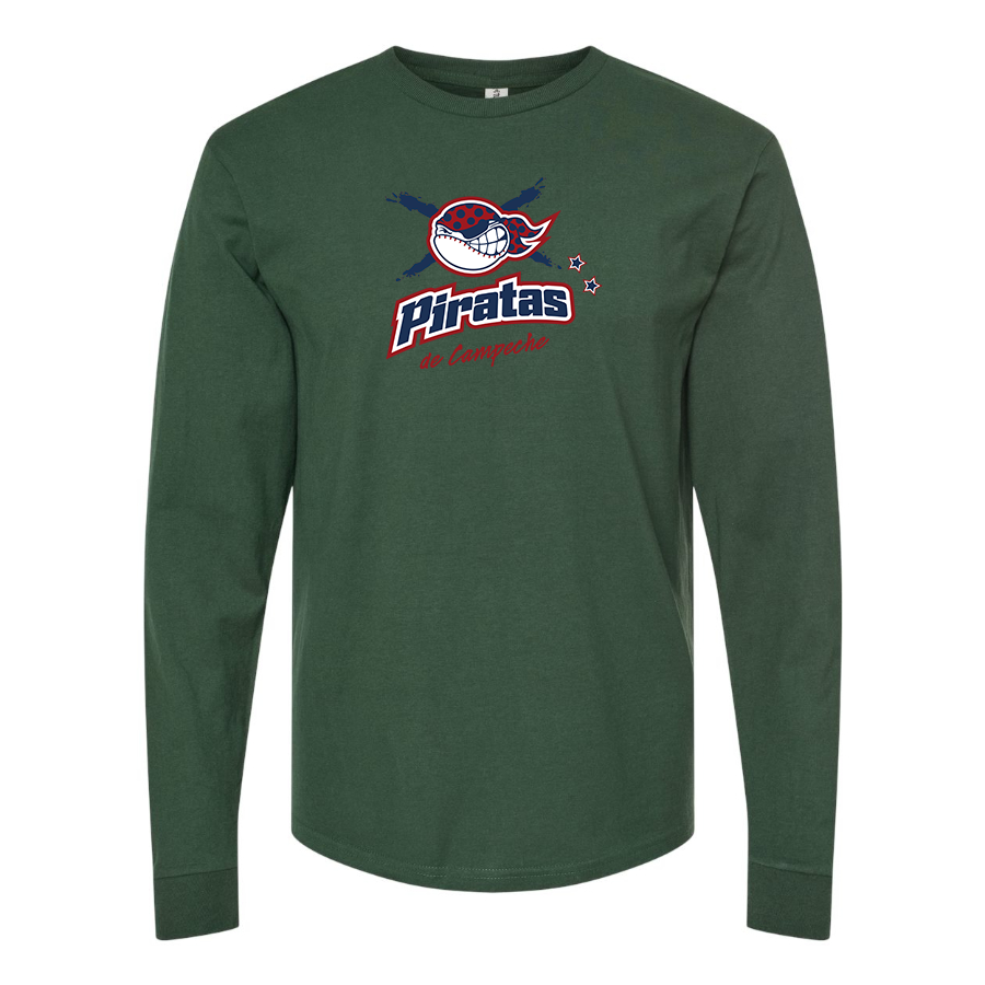 Men's Campeche Piratas Logo Cotton Long Sleeve T-Shirt