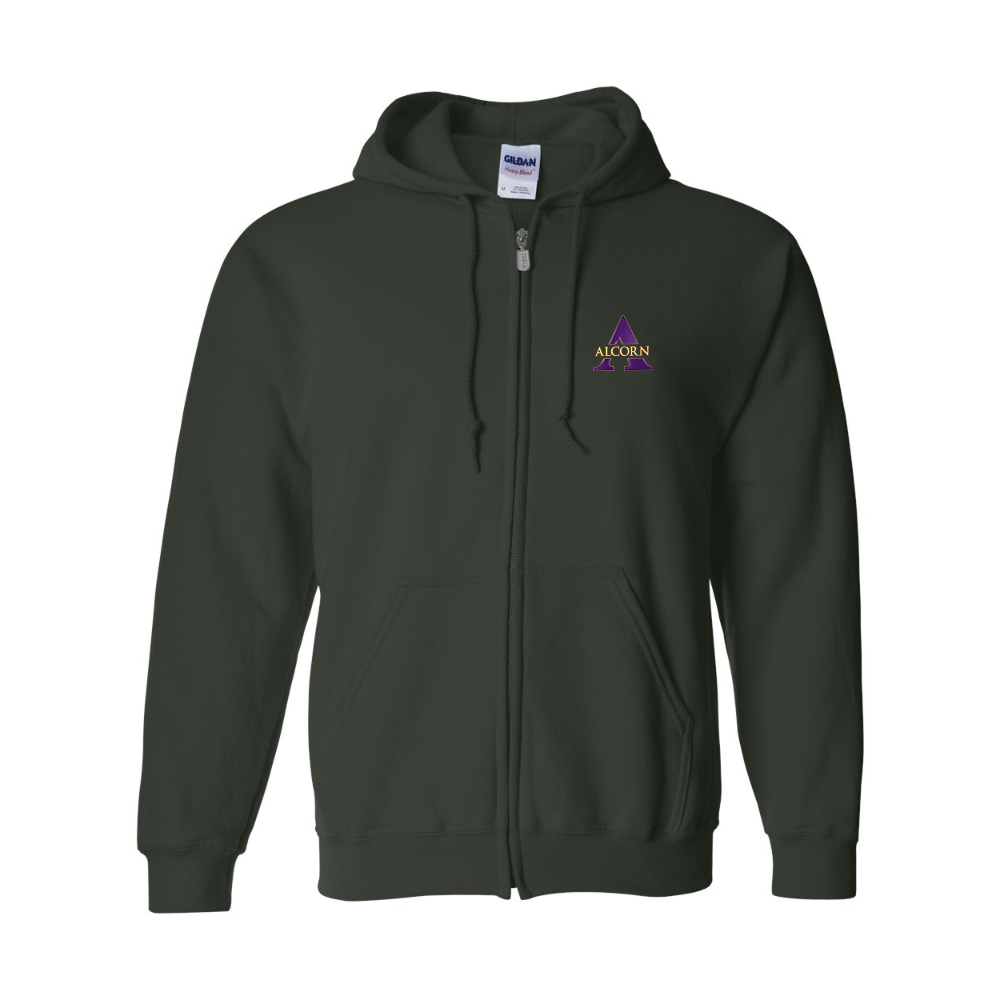 Men's Alcorn State Braves   Gildan  Heavy Blend Full Zip Hooded Sweatshirt