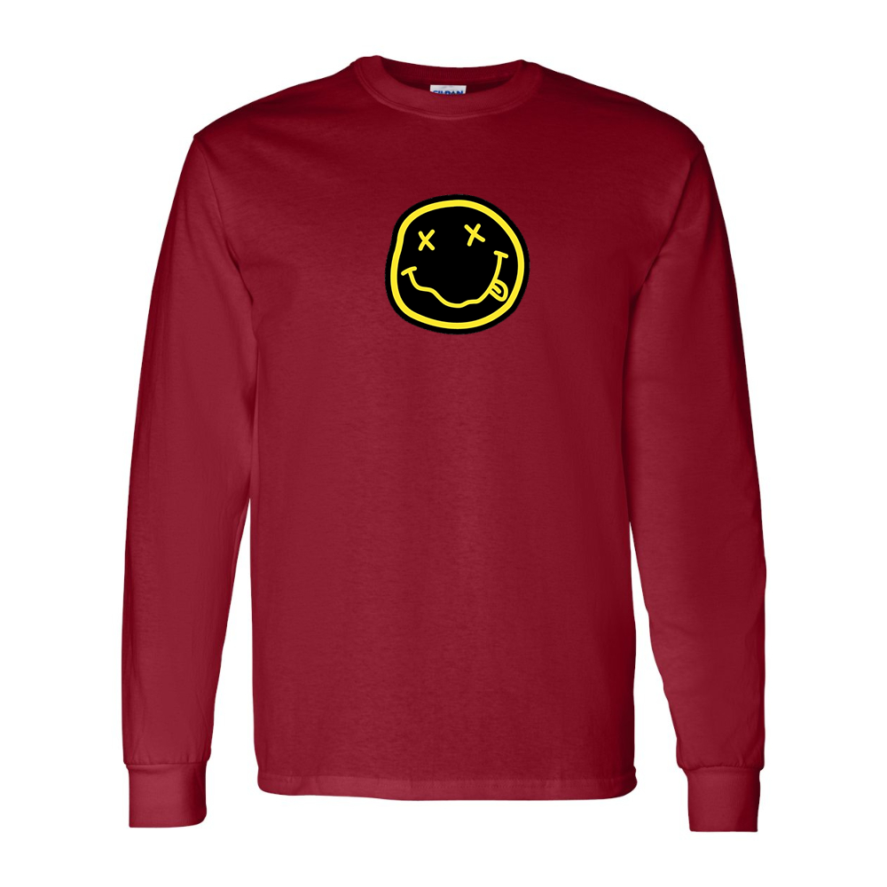 Men's Nirvana Yellow and Black Face Gildan Heavy Cotton Long Sleeve T-Shirt