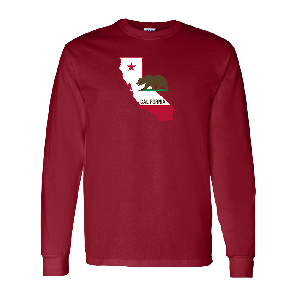 Men's  California Bear Map Gildan Heavy Cotton Long Sleeve T-Shirt