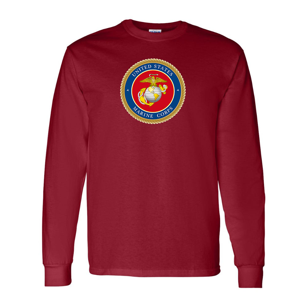 Men's  USMC Emblem  Gildan Heavy Cotton Long Sleeve T-Shirt