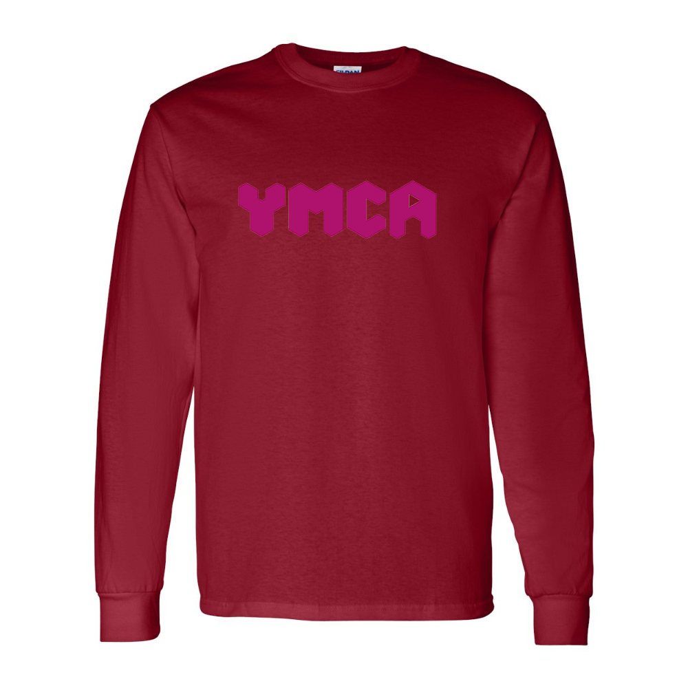 Men's  YMCA Mauve Gildan Heavy Cotton Long Sleeve T-Shirt