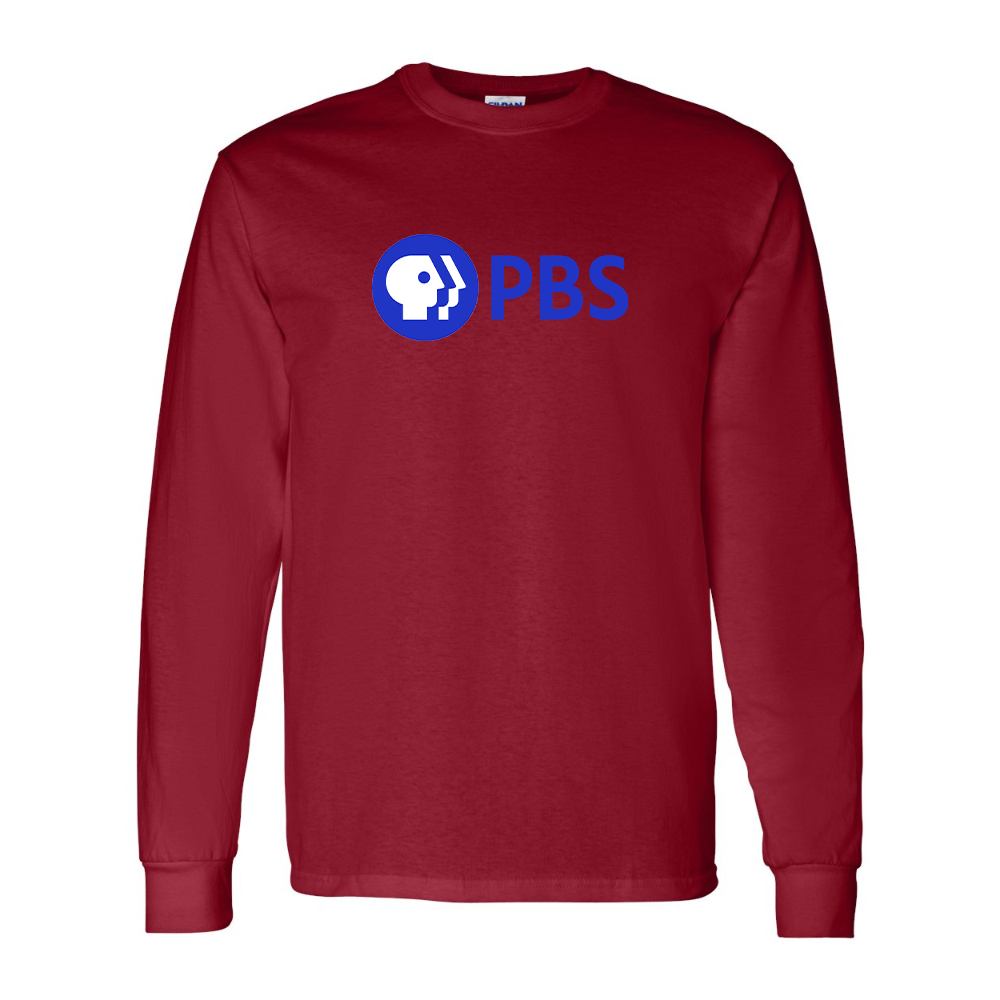 Men's PBS Blue Gildan Heavy Cotton Long Sleeve T-Shirt