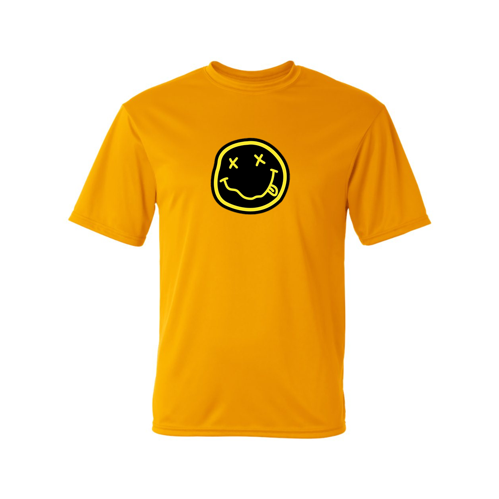 Men's Nirvana Yellow and Black Face Performance T-Shirt