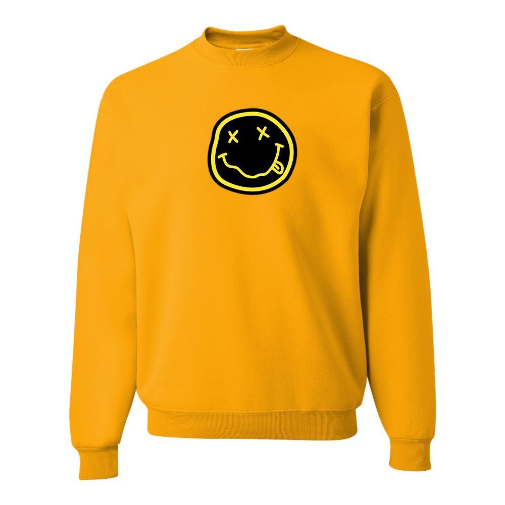 Men's Nirvana Yellow and Black Face JERZEES NuBlend Crewneck Sweatshirt