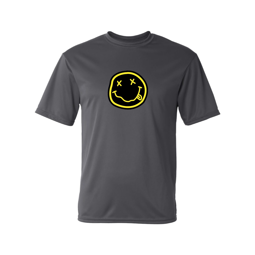 Men's Nirvana Yellow and Black Face Performance T-Shirt