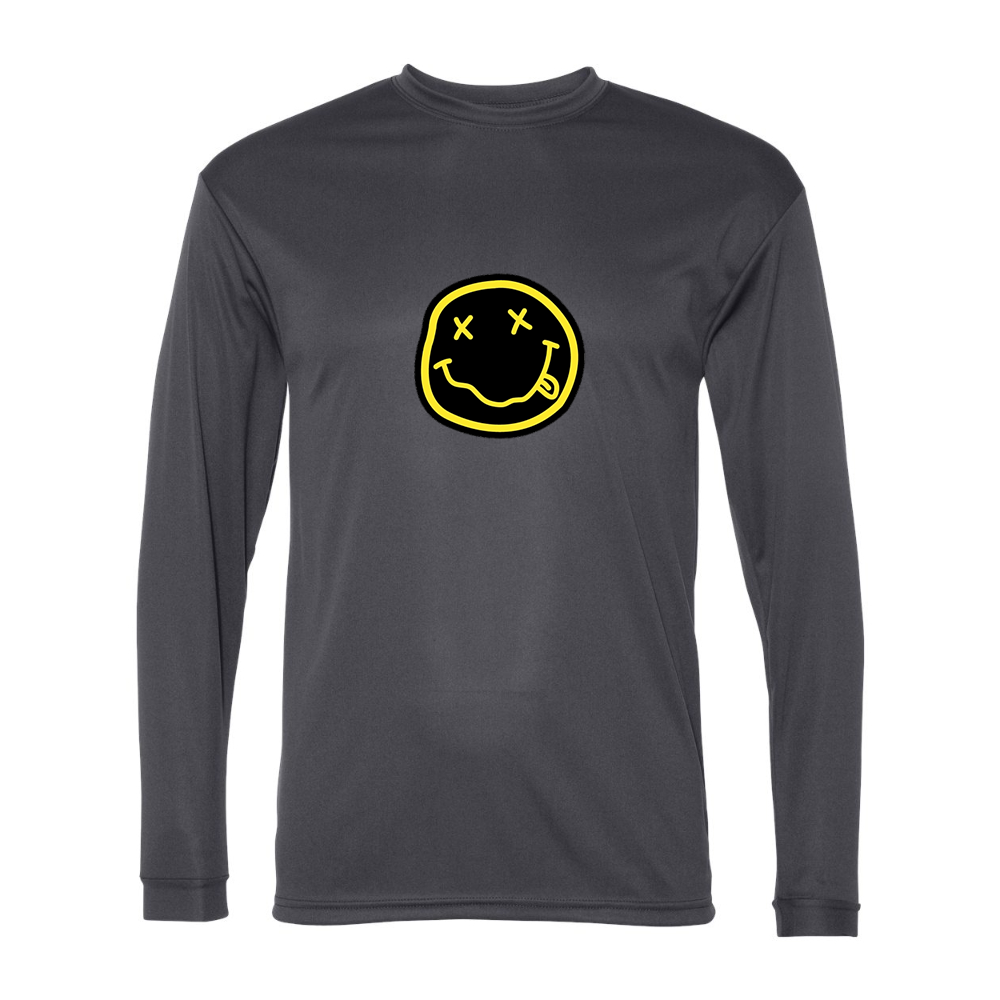 Men's Nirvana Yellow and Black Face Performance Long Sleeve T-Shirt