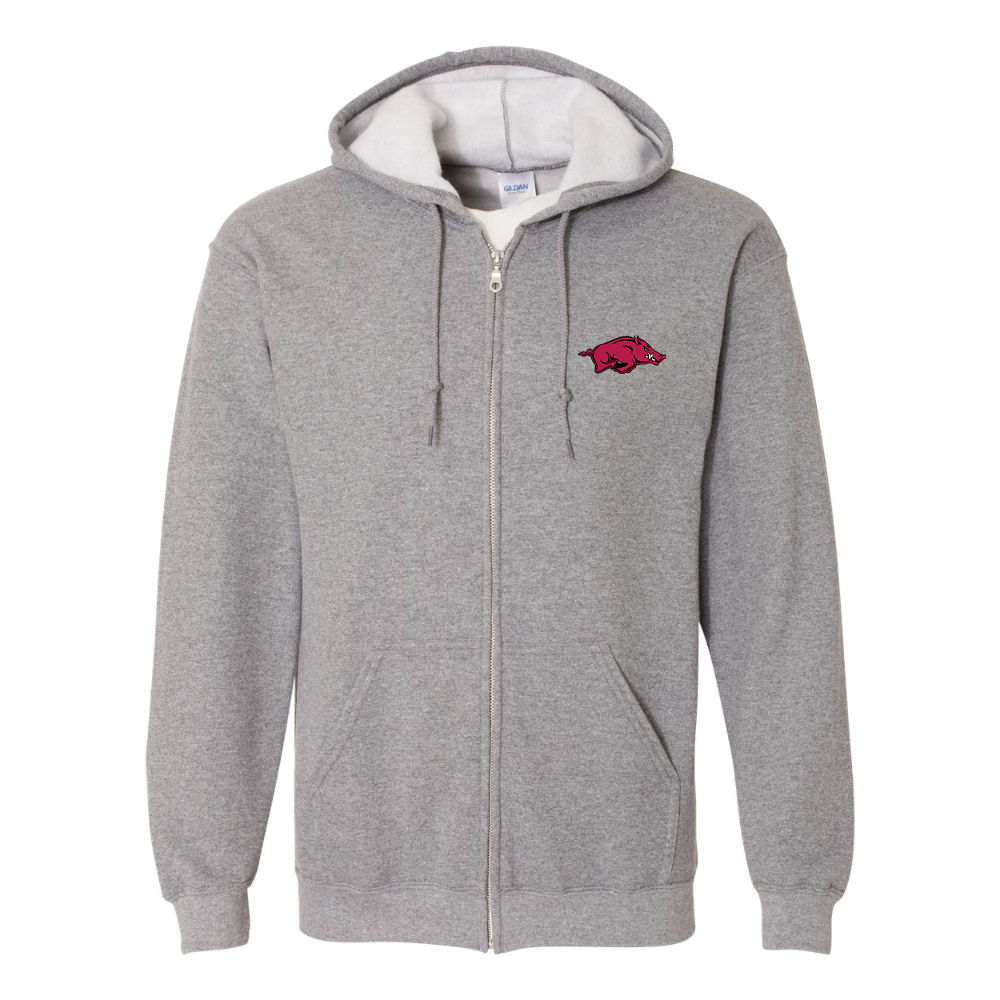 Men's Arkansas Razorbacks Gildan  Heavy Blend Full Zip Hooded Sweatshirt