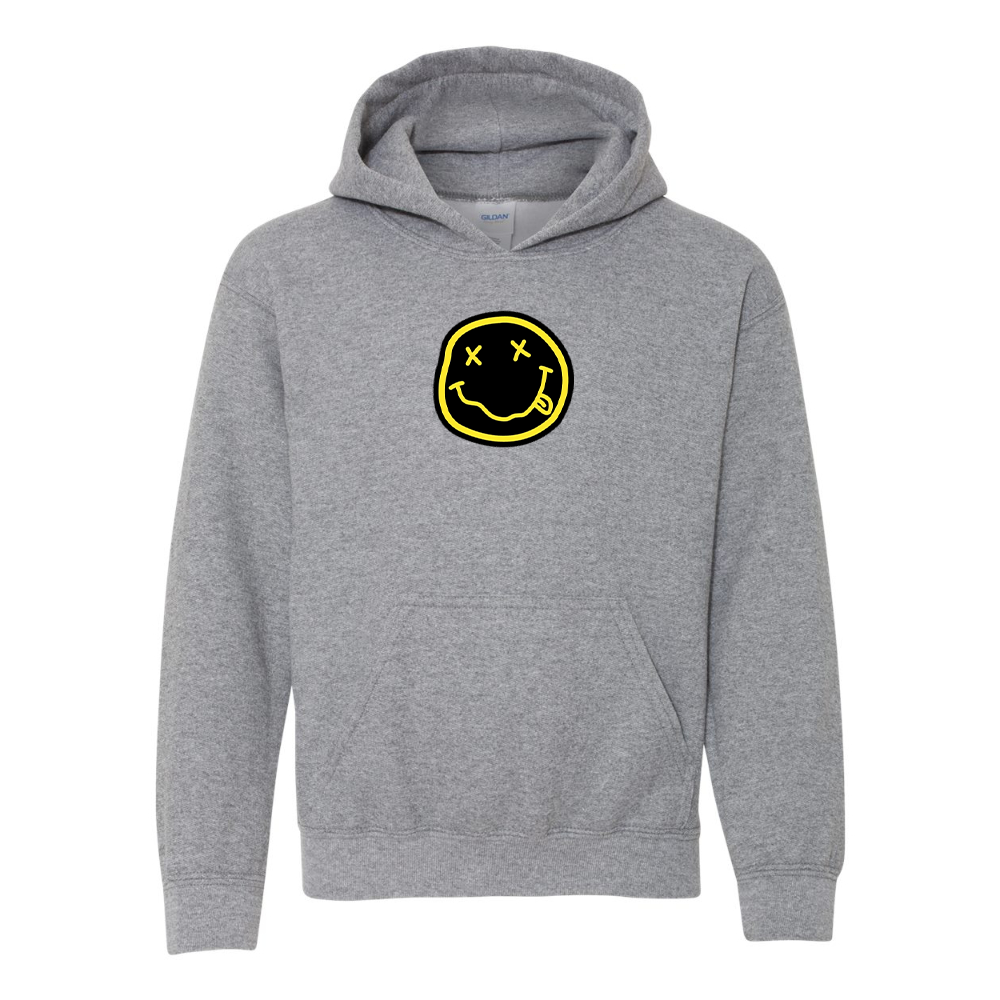 Youth Nirvana Yellow and Black Face Gildan Heavy Blend  Hooded Sweatshirt