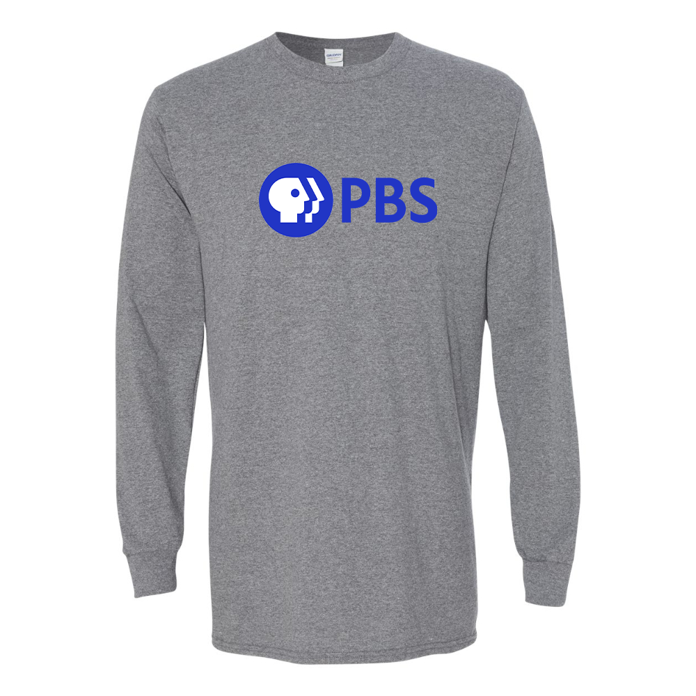 Men's PBS Blue Gildan Heavy Cotton Long Sleeve T-Shirt