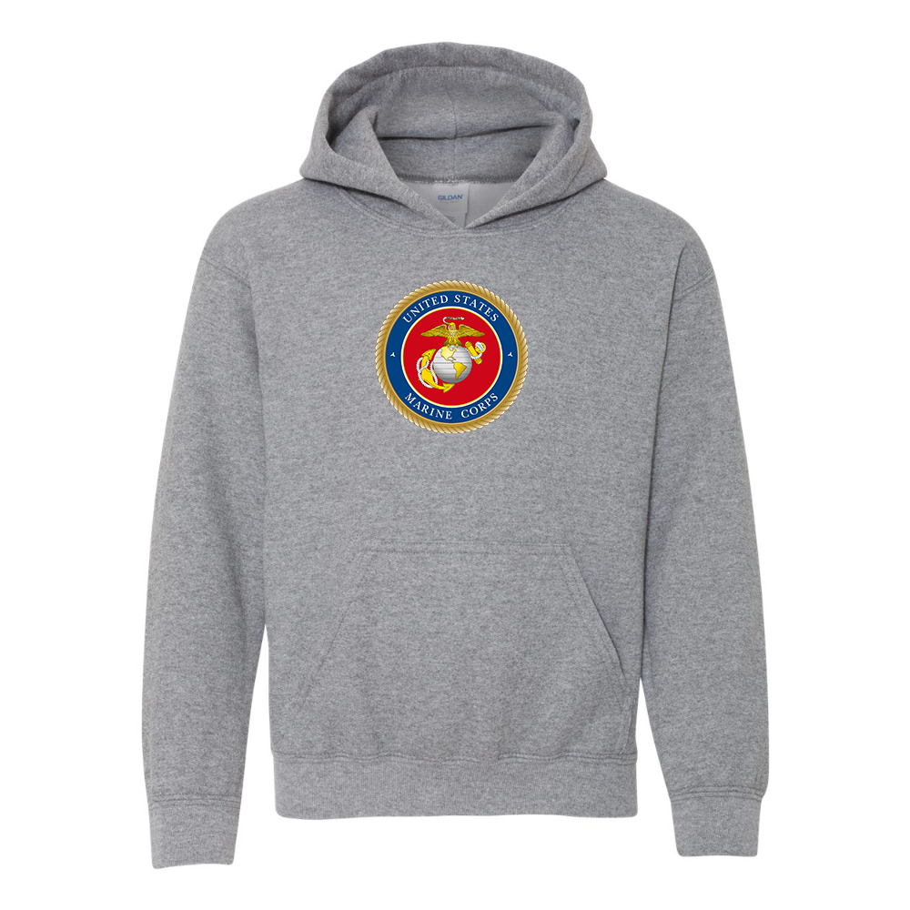 Youth  USMC Emblem Gildan Heavy Blend  Hooded Sweatshirt