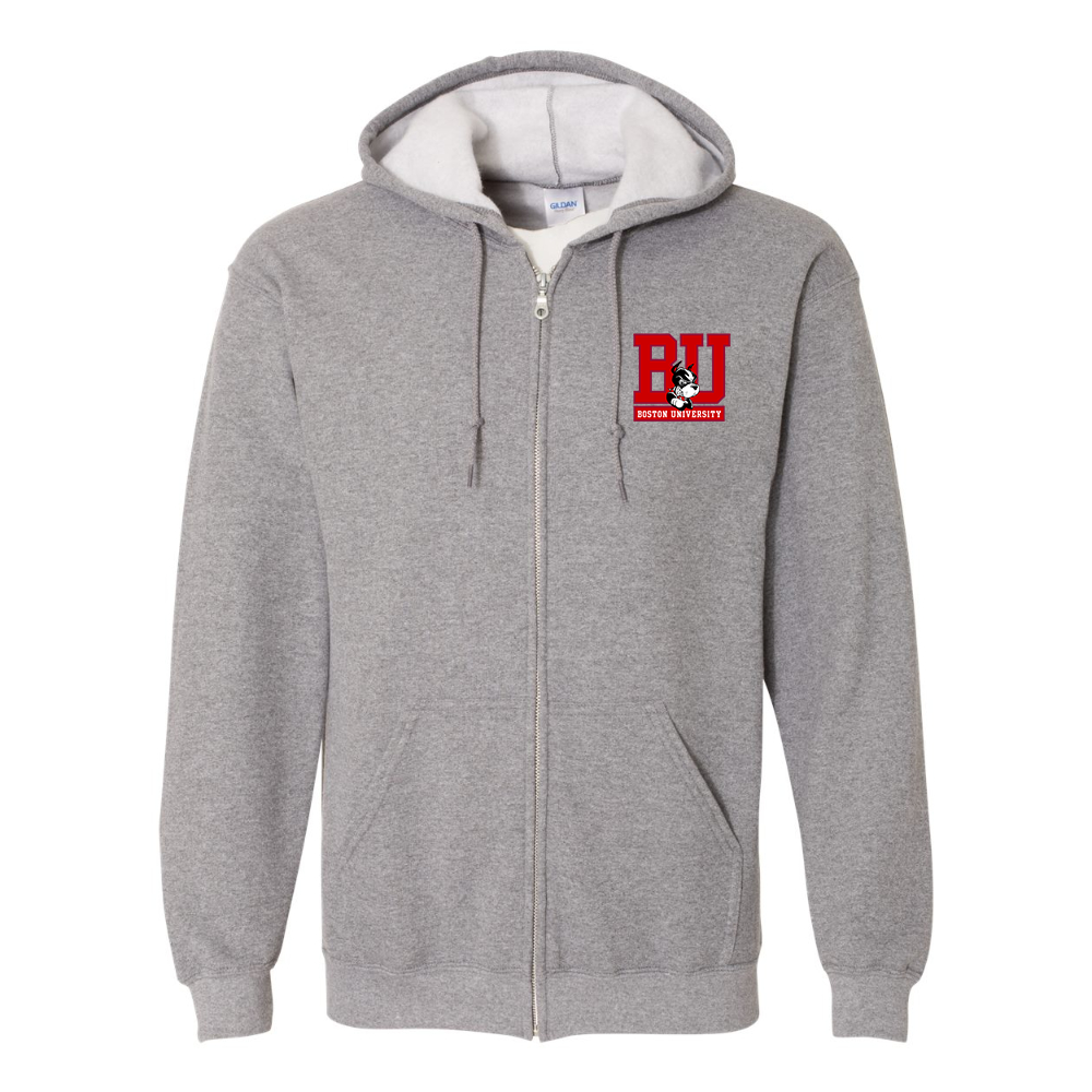 Men's Boston University Terriers Gildan  Heavy Blend Full Zip Hooded Sweatshirt