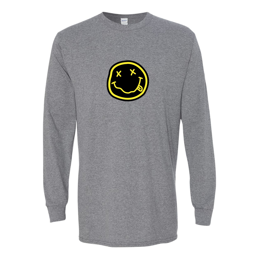 Men's Nirvana Yellow and Black Face Gildan Heavy Cotton Long Sleeve T-Shirt