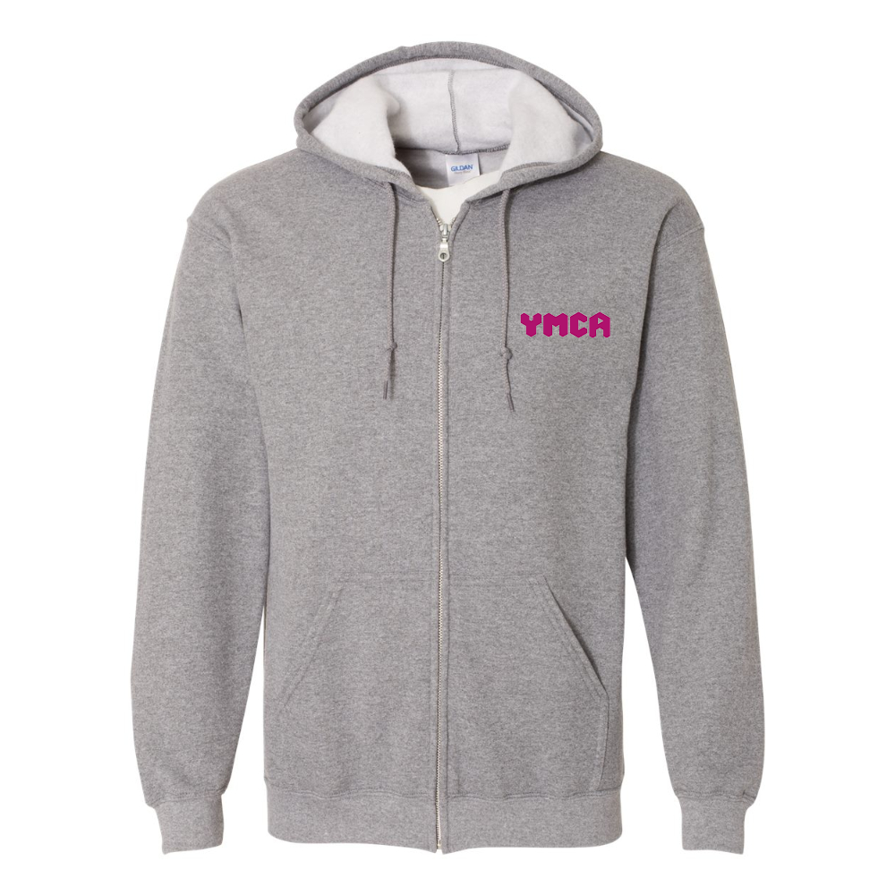 Men's YMCA Mauve Gildan  Heavy Blend Full Zip Hooded Sweatshirt
