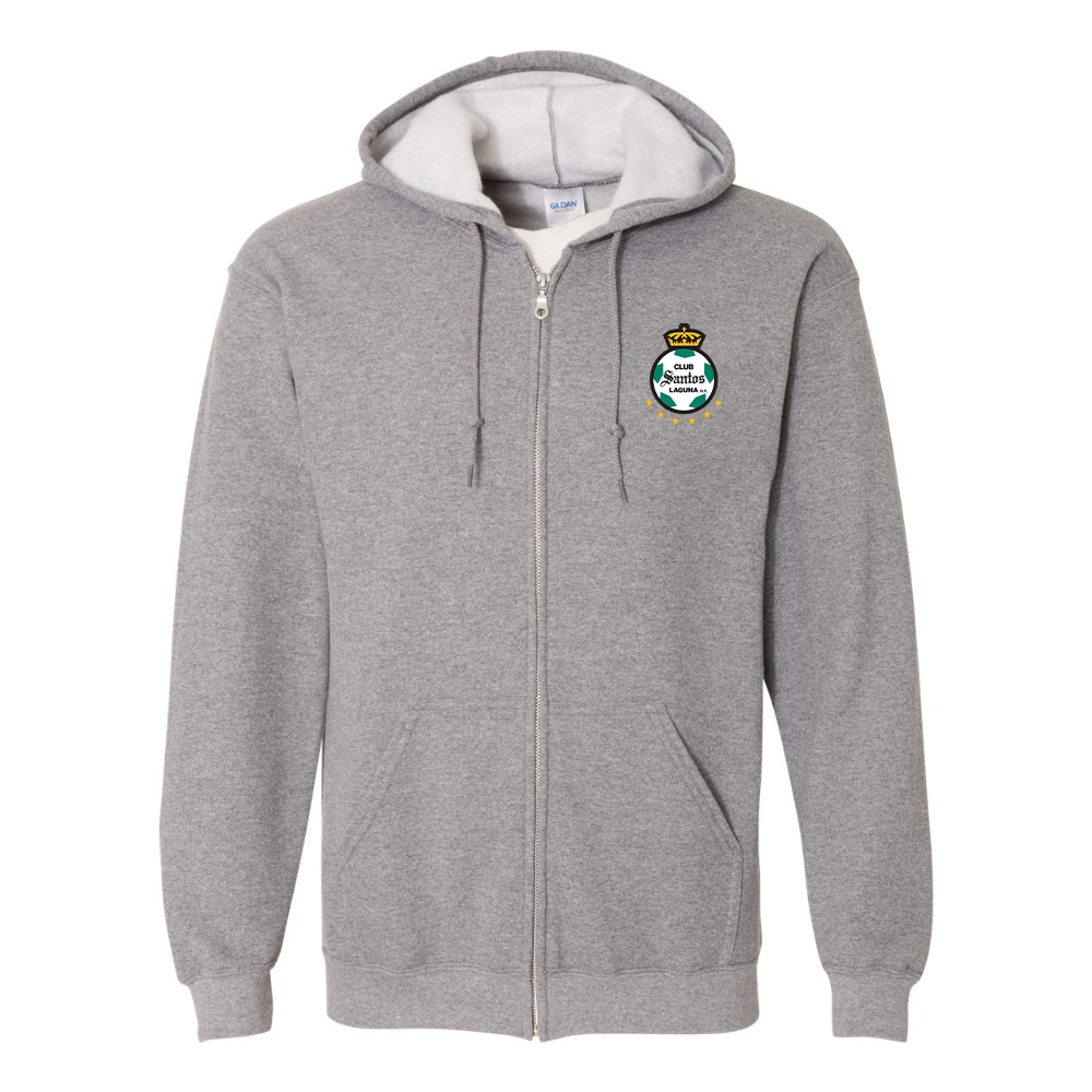 Men's Santos Laguna Soccer Gildan  Heavy Blend Full Zip Hooded Sweatshirt