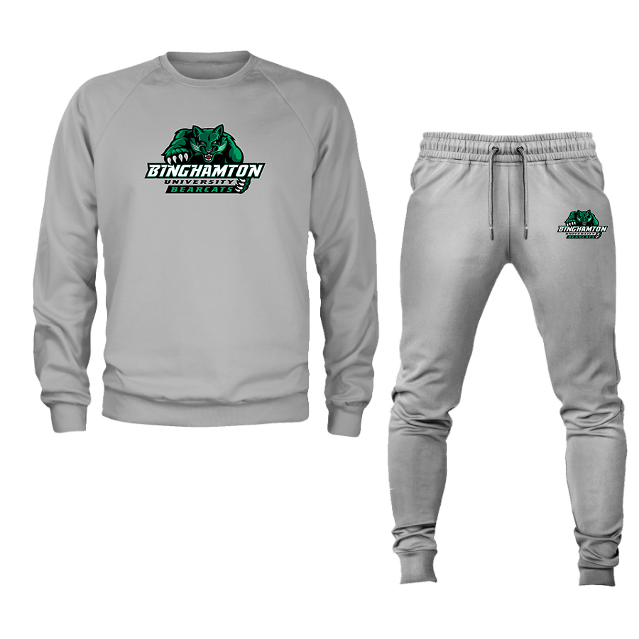Men's Binghamton Bearcats Crewneck Sweatshirt Joggers Suit