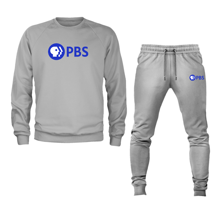Men's  PBS Blue Crewneck Sweatshirt Joggers Suit