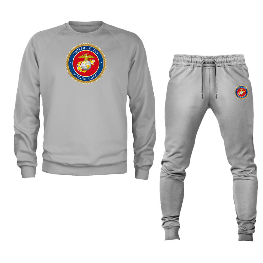 Men's  USMC Emblem Crewneck Sweatshirt Joggers Suit