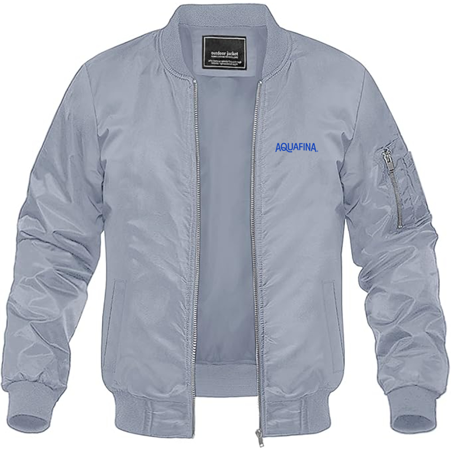 Men's Aquafina Logo Lightweight Bomber Jacket Windbreaker Softshell Varsity Jacket Coat