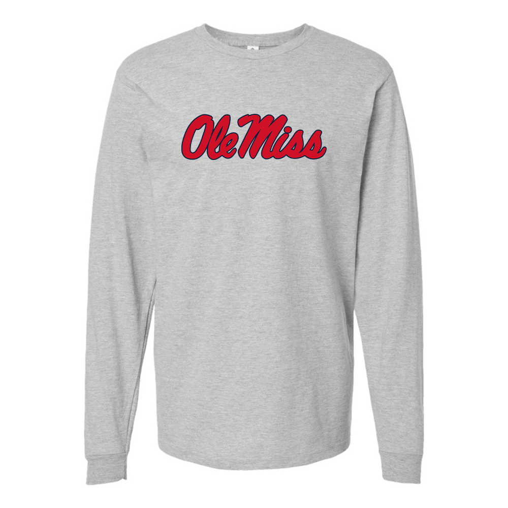 Men's Mississippi Rebels  Logo Cotton Long Sleeve T-Shirt