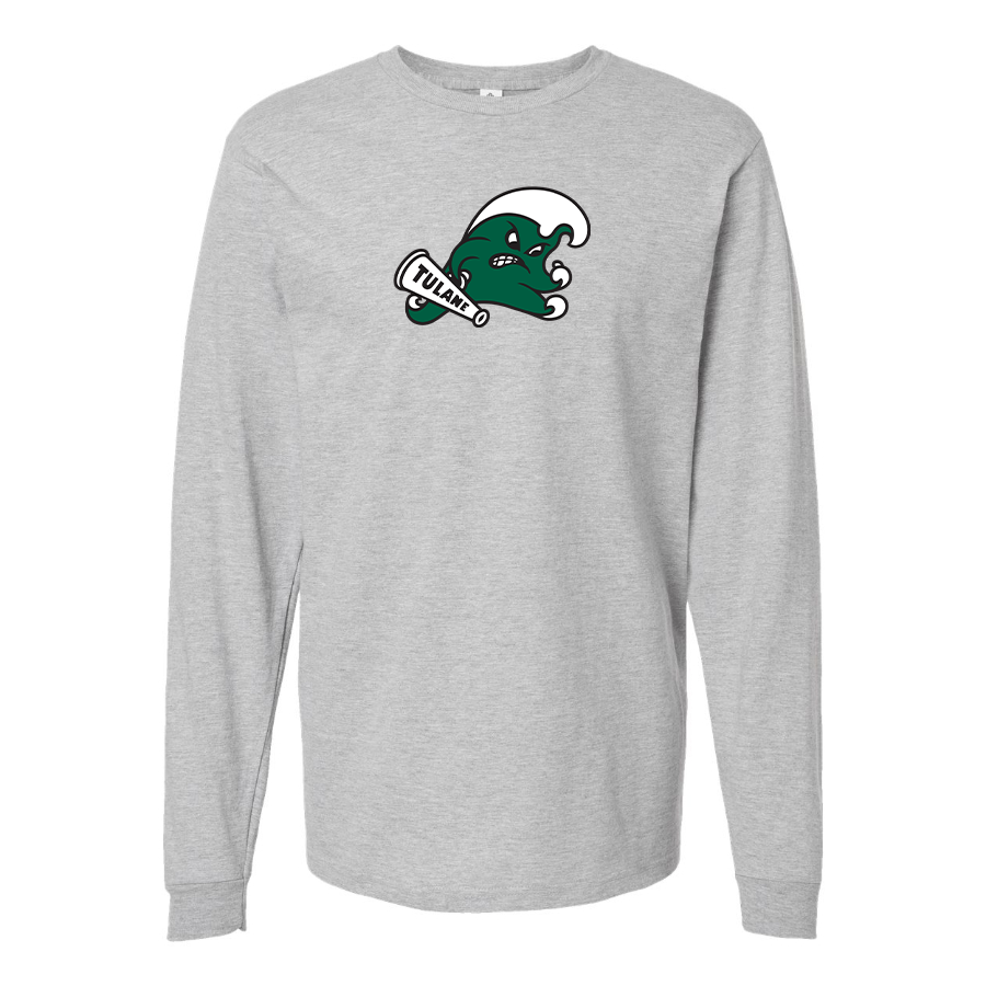 Men's Tulane Green Wave Logo  Cotton Long Sleeve T-Shirt