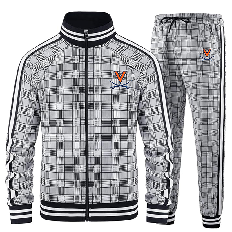 Men's (Design Here)  Tracksuits Full-zip Long Sleeve Plaid Track Jackets and Pants 2 Piece