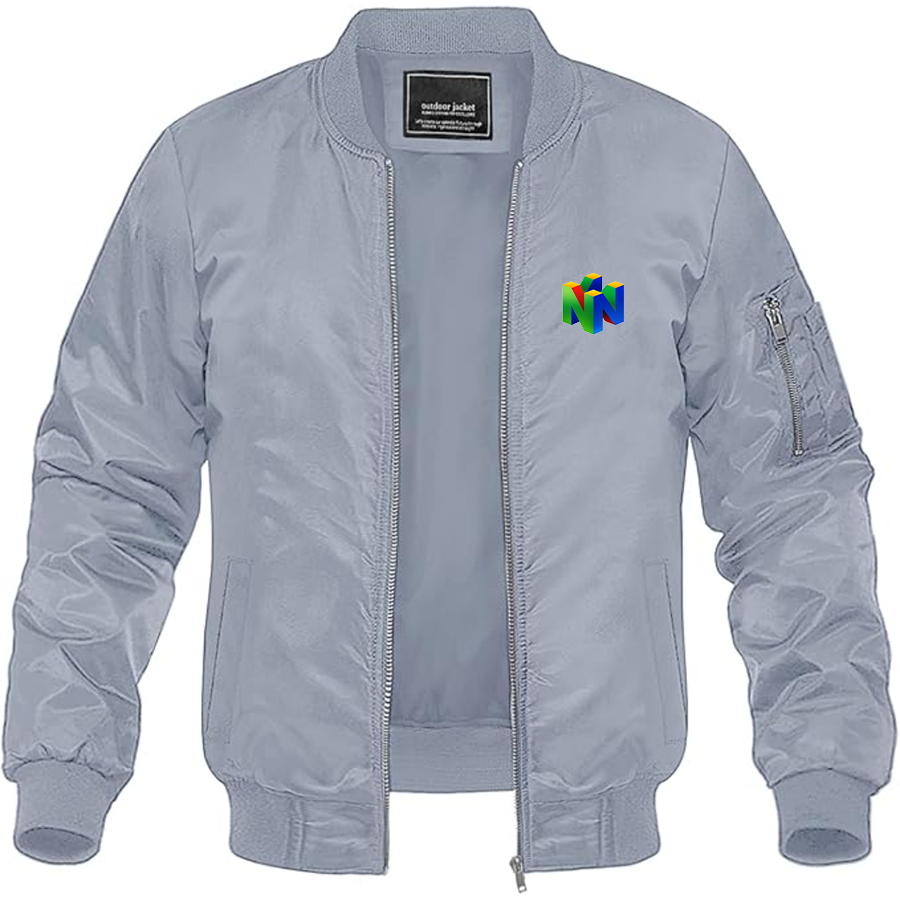 Men's Nintendo N64   Logo Lightweight Bomber Jacket Windbreaker Softshell Varsity Jacket Coat