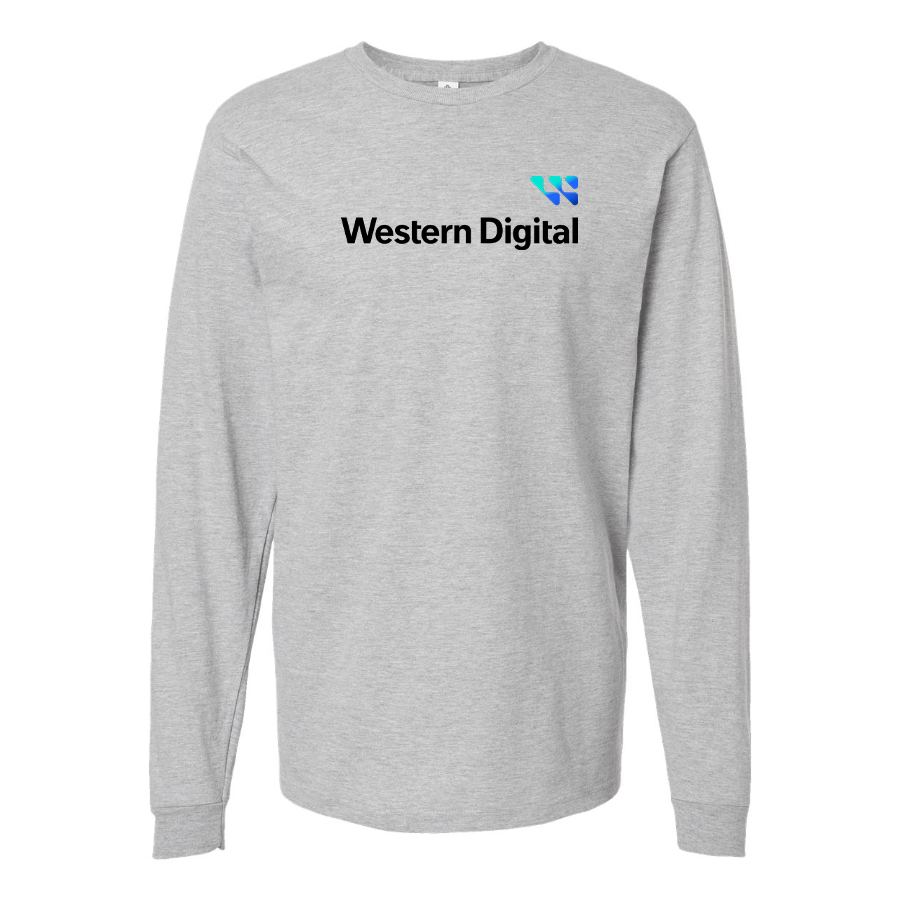 Men's Western Digital Logo Cotton Long Sleeve T-Shirt