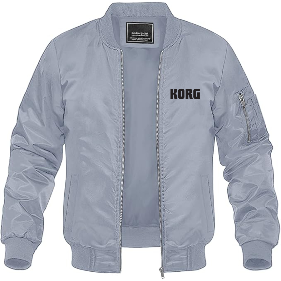 Men's Korg Logo  Lightweight Bomber Jacket Windbreaker Softshell Varsity Jacket Coat
