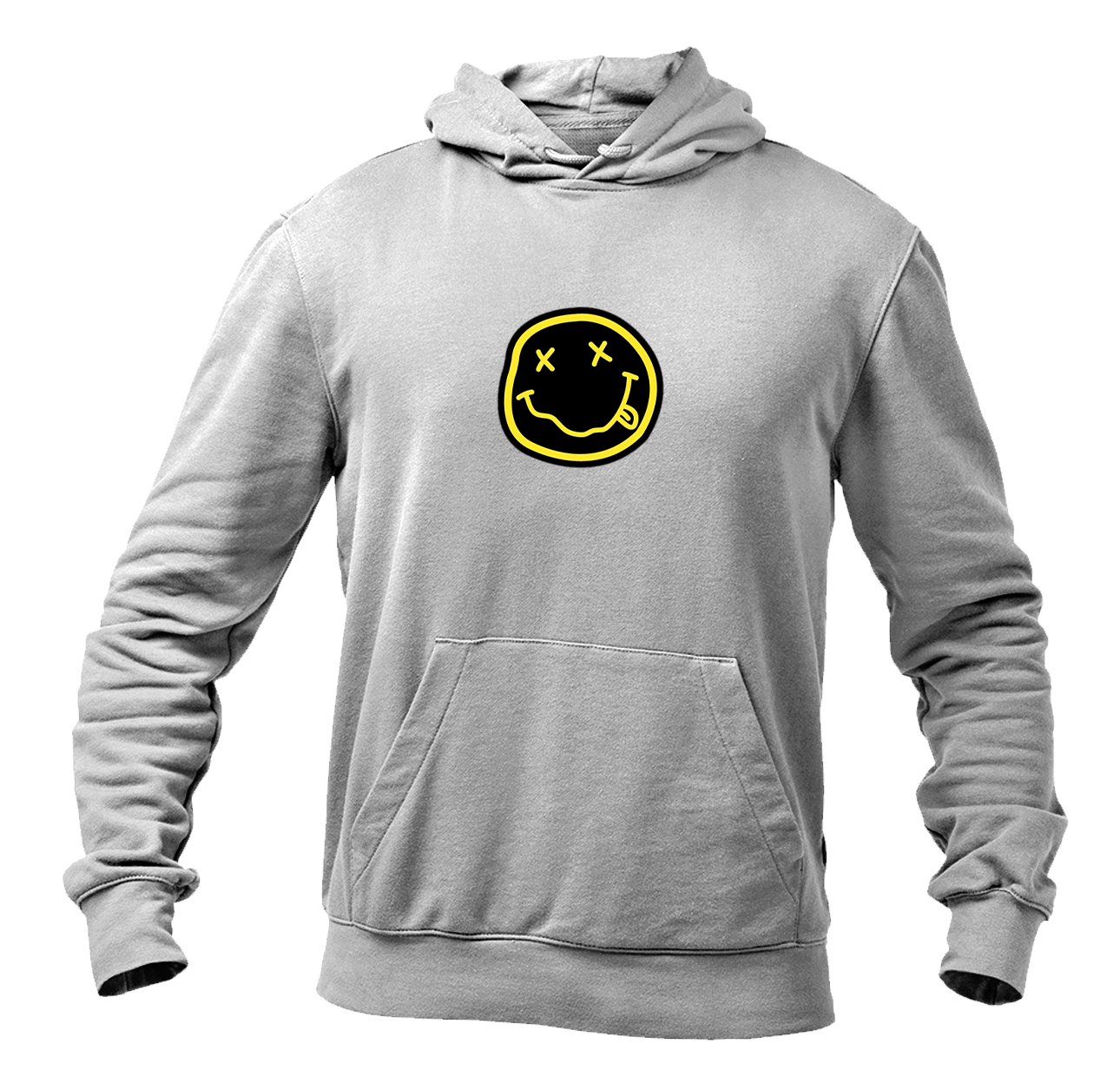 Men's Nirvana Yellow and Black Face Heavy Blend Hooded Sweatshirt
