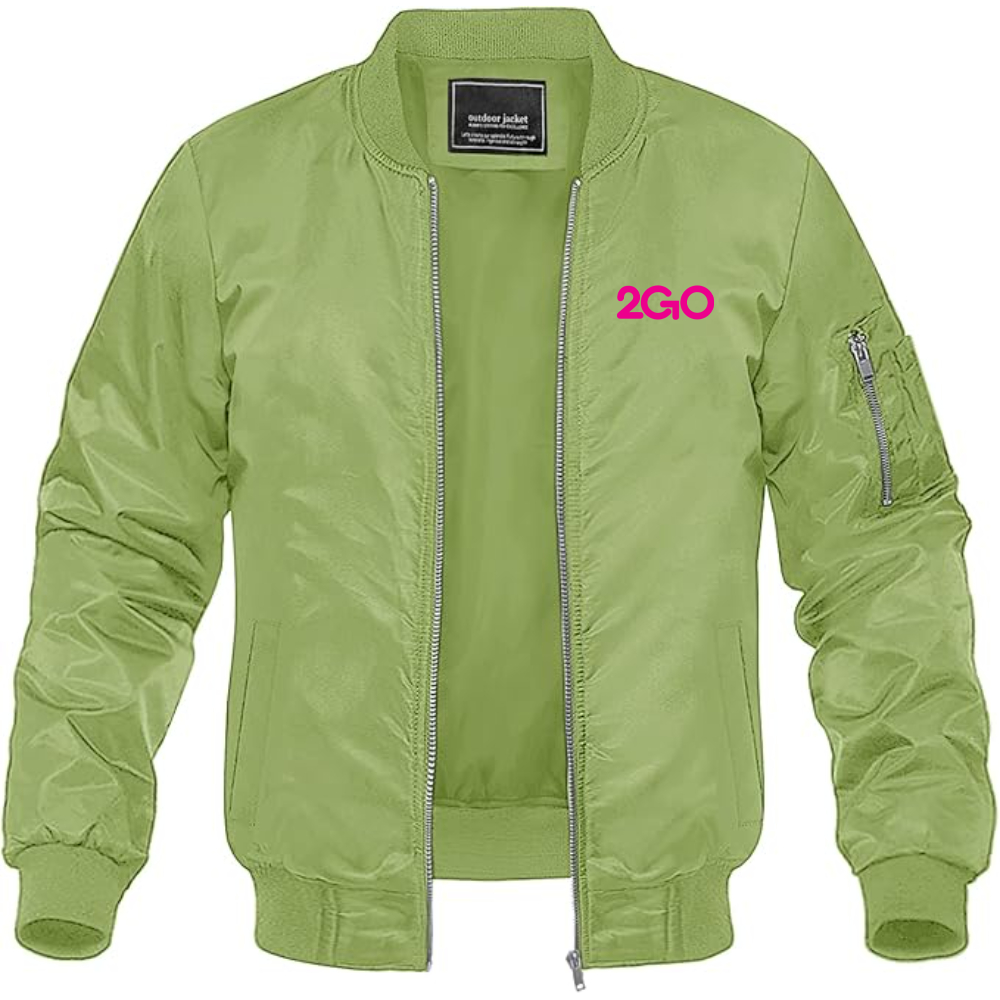 Men's 2GO Logo Lightweight Bomber Jacket Windbreaker Softshell Varsity Jacket Coat