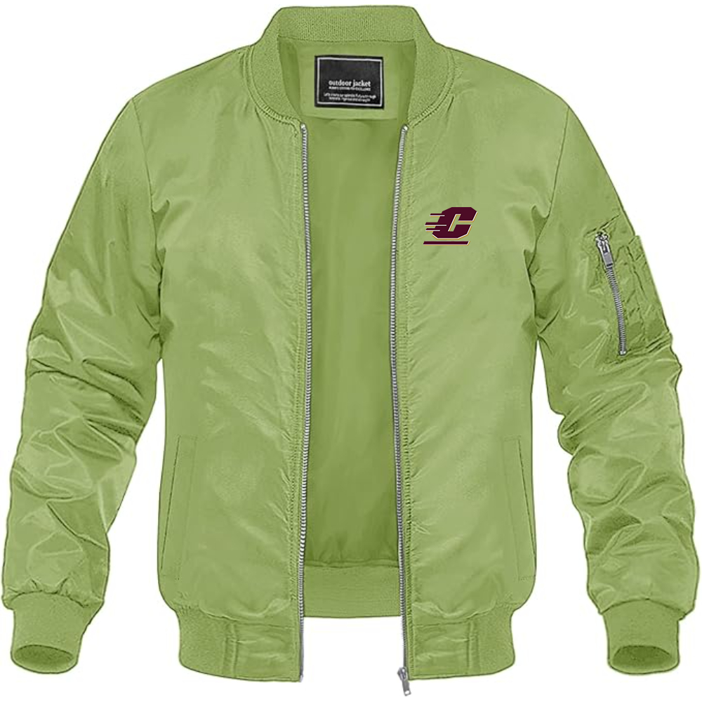 Men's Central Michigan Chippewas  Lightweight Bomber Jacket Windbreaker Softshell Varsity Jacket Coat