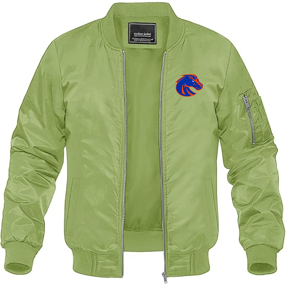 Men's Boise State Broncos  Lightweight Bomber Jacket Windbreaker Softshell Varsity Jacket Coat