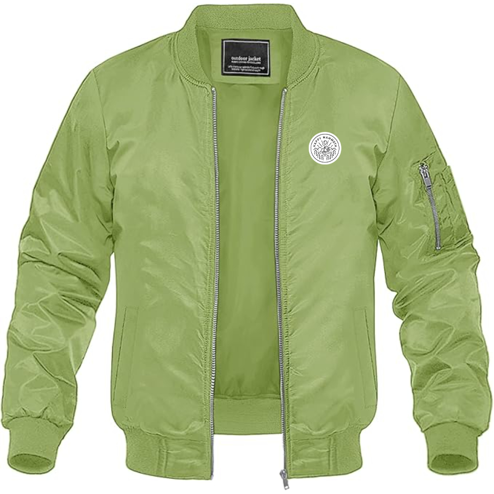 Men's Happy Mammoth Logo Lightweight Bomber Jacket Windbreaker Softshell Varsity Jacket Coat