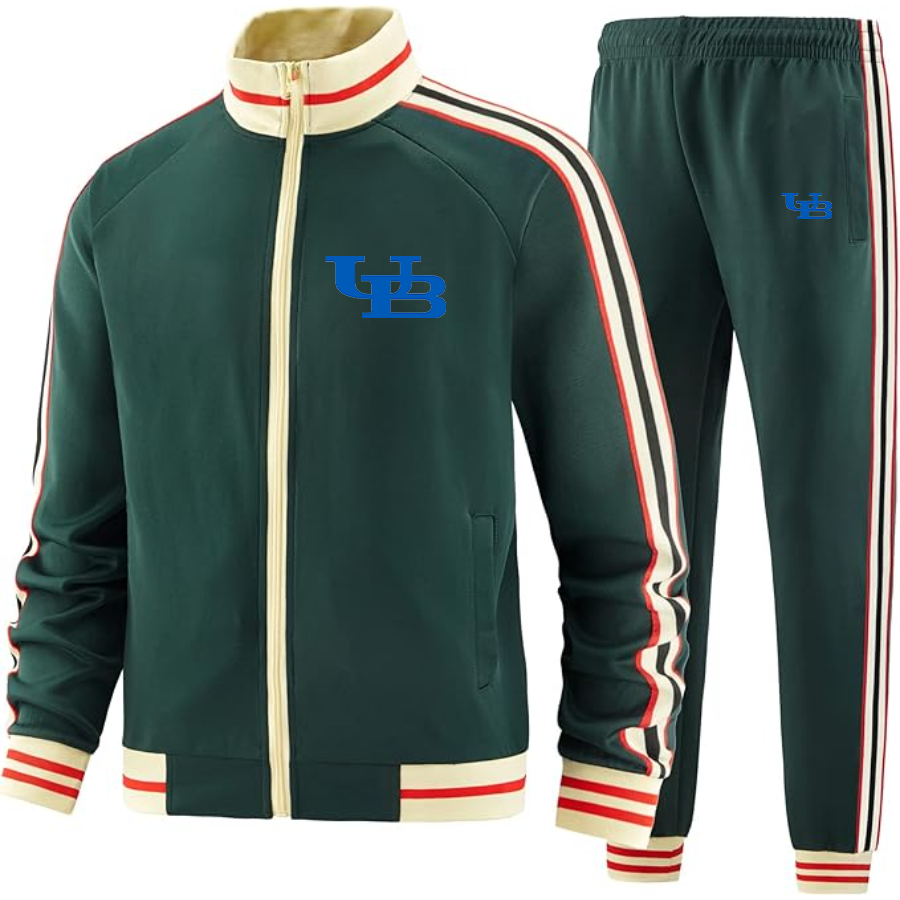 Men's Buffalo Bulls  Two Piece Designer Tracksuit with Bold Striped Accents and Zippered Front Elevated Athletic