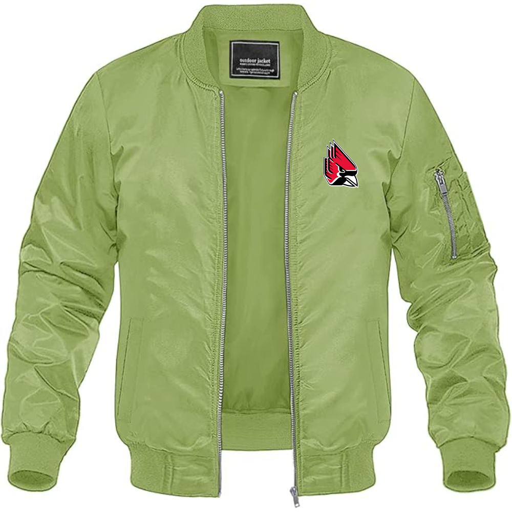 Men's  Ball State Cardinals Lightweight Bomber Jacket Windbreaker Softshell Varsity Jacket Coat