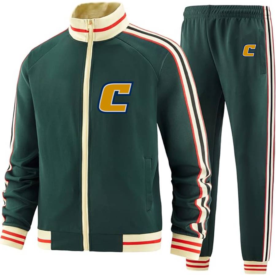 Men's Chattanooga Mocs Two Piece Designer Tracksuit with Bold Striped Accents and Zippered Front Elevated Athletic
