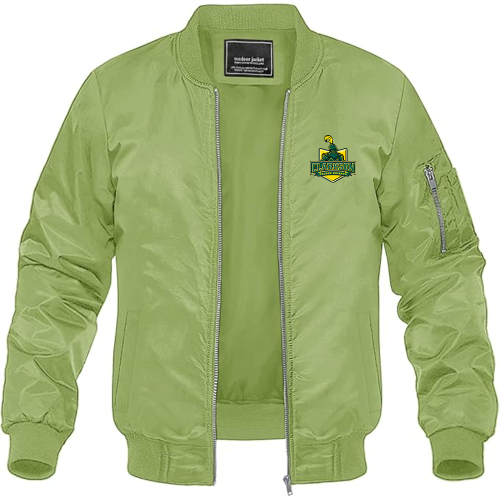Men's Clarkson Golden Knights Lightweight Bomber Jacket Windbreaker Softshell Varsity Jacket Coat