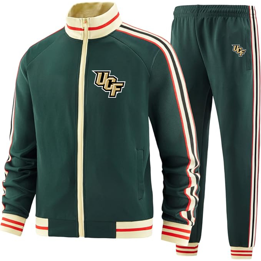 Men's Central Florida Knights  Two Piece Designer Tracksuit with Bold Striped Accents and Zippered Front Elevated Athletic