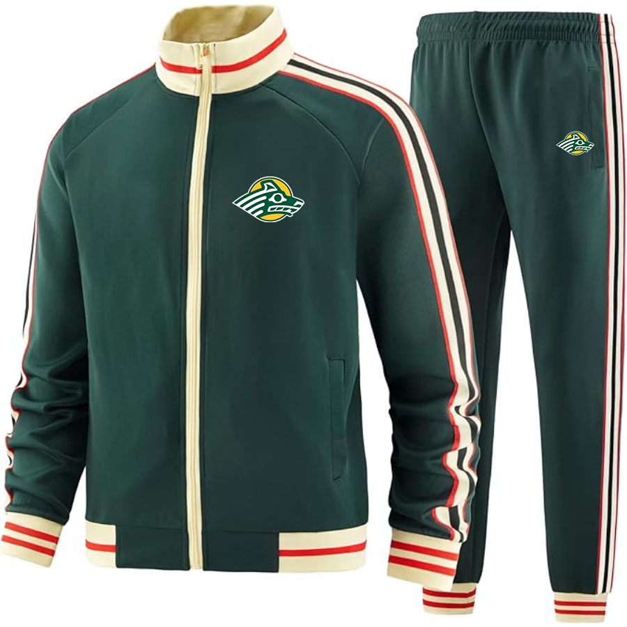 Men's Alaska Anchorage Seawolves  Two Piece Designer Tracksuit with Bold Striped Accents and Zippered Front Elevated Athletic Wear