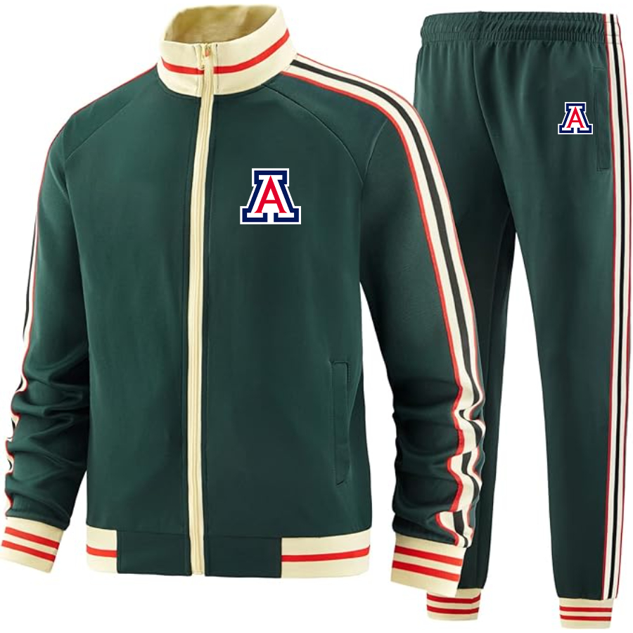 Men's  Arizona Wildcats Two Piece Designer Tracksuit with Bold Striped Accents and Zippered Front Elevated Athletic Wear