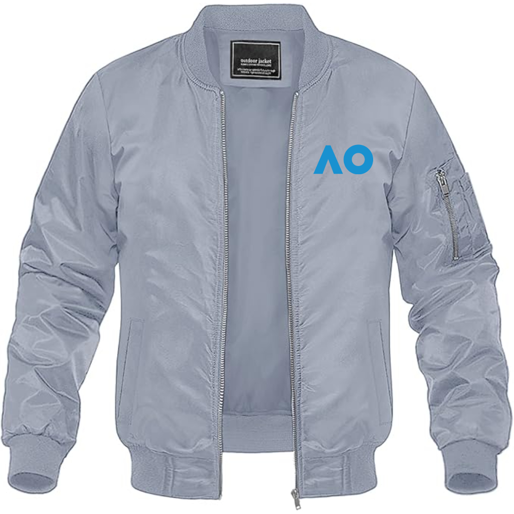 Men's Australian Open Logo Lightweight Bomber Jacket Windbreaker Softshell Varsity Jacket Coat
