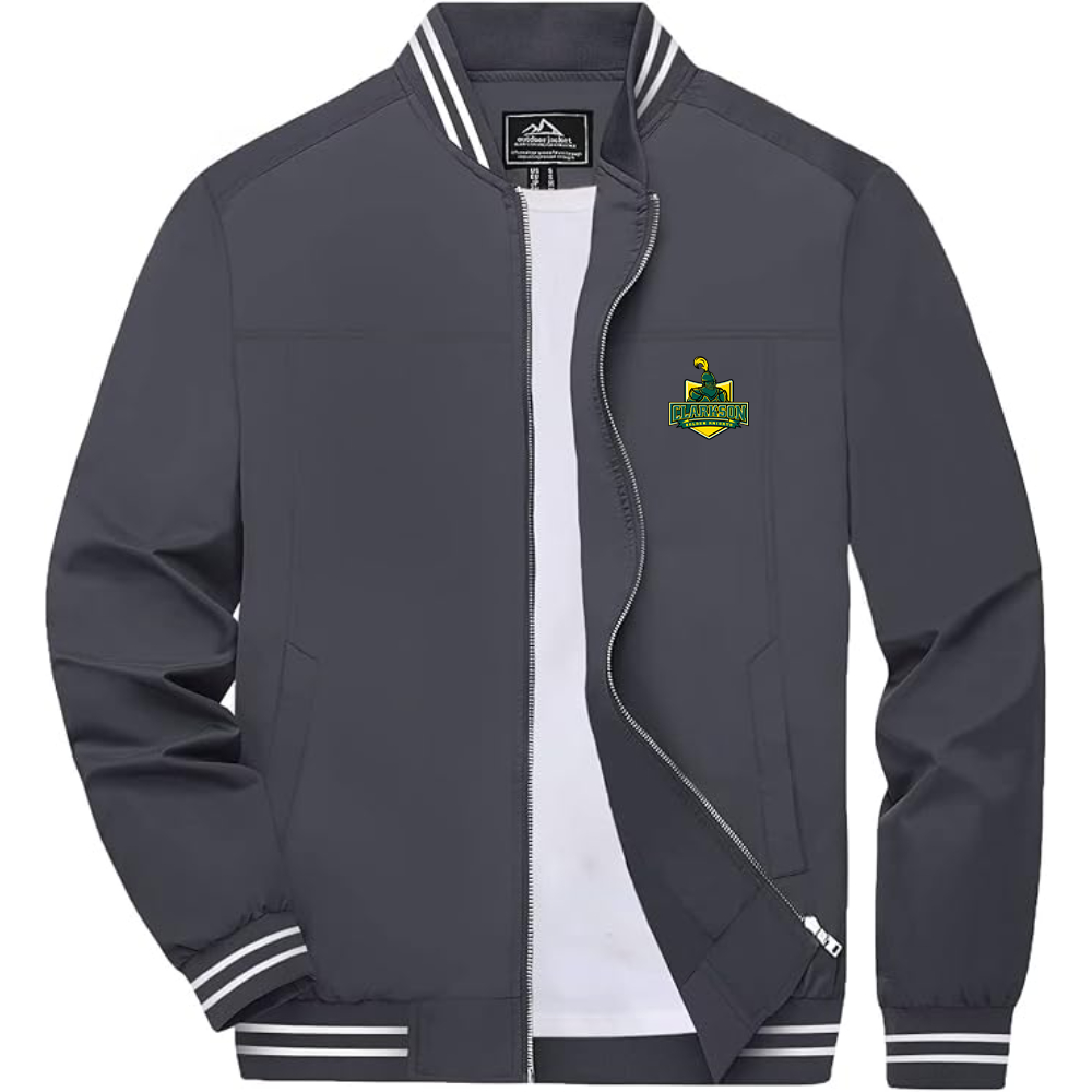 Men's Clarkson Golden Knights Lightweight Zip-Up Bomber Jacket with Ribbed Collar and Cuffs Versatile Casual Outerwear